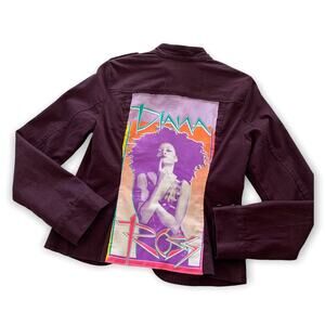 Reworked Apparel Diana Ross Graphic Purple Upcycled Blazer Jacket Women's Small